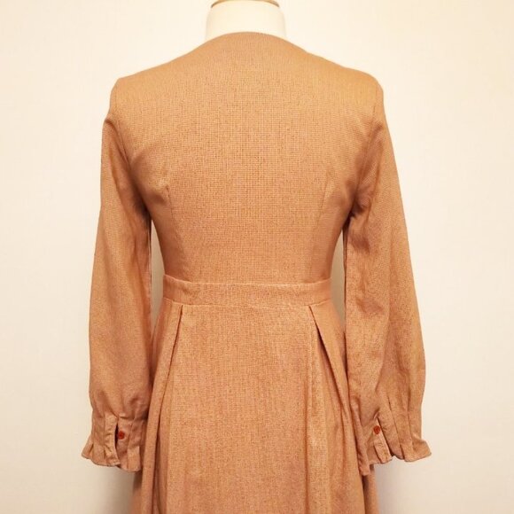 Vintage BOHO Cottagecore Long Sleeve Fit& Flare button down Gingham Shirt Dress - Picture 5 of 16